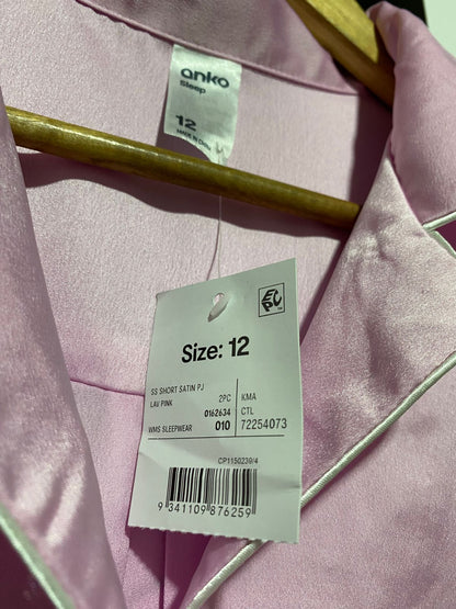 ANKO |L| PINK SOLID COLOR SATIN SILK NIGHTSUIT