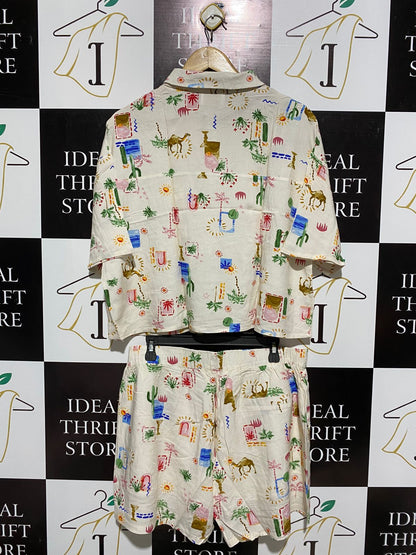 IRIS MAXI |XL| GLOBETROTTER CROPPED CAMP COLLAR SHIRT AND SHORTS SET