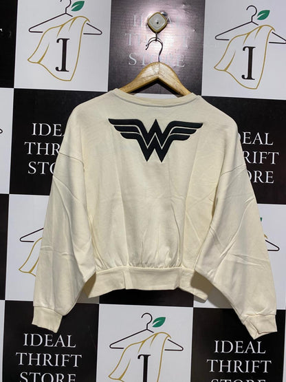 ZARA |S| WONDER WOMAN CROPPED SWEATSHIRT - IVORY