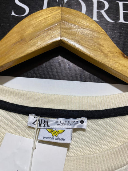 ZARA |S| WONDER WOMAN CROPPED SWEATSHIRT - IVORY