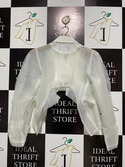 MAMOUR |M| BUST 20| WHITE SHEER LAYERED BOW JACKET