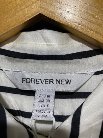 FOREVER NEW |M| BUST 19| CLASSIC DROPPED YOKE SHIRT - BLACK/CREAM
