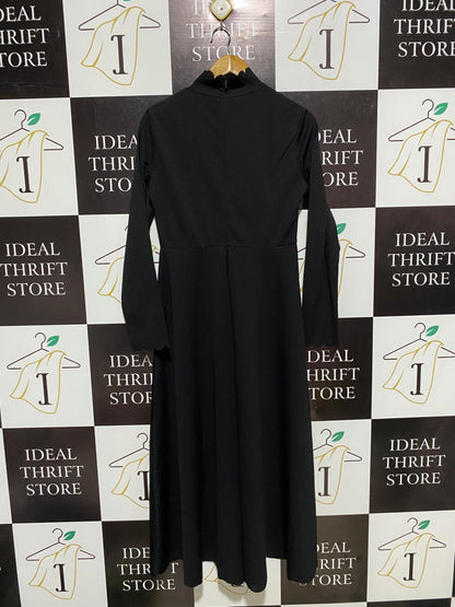 SHEIN |L| BUST 17| BLACK HIGH-NECK FLARED MAXI DRESS