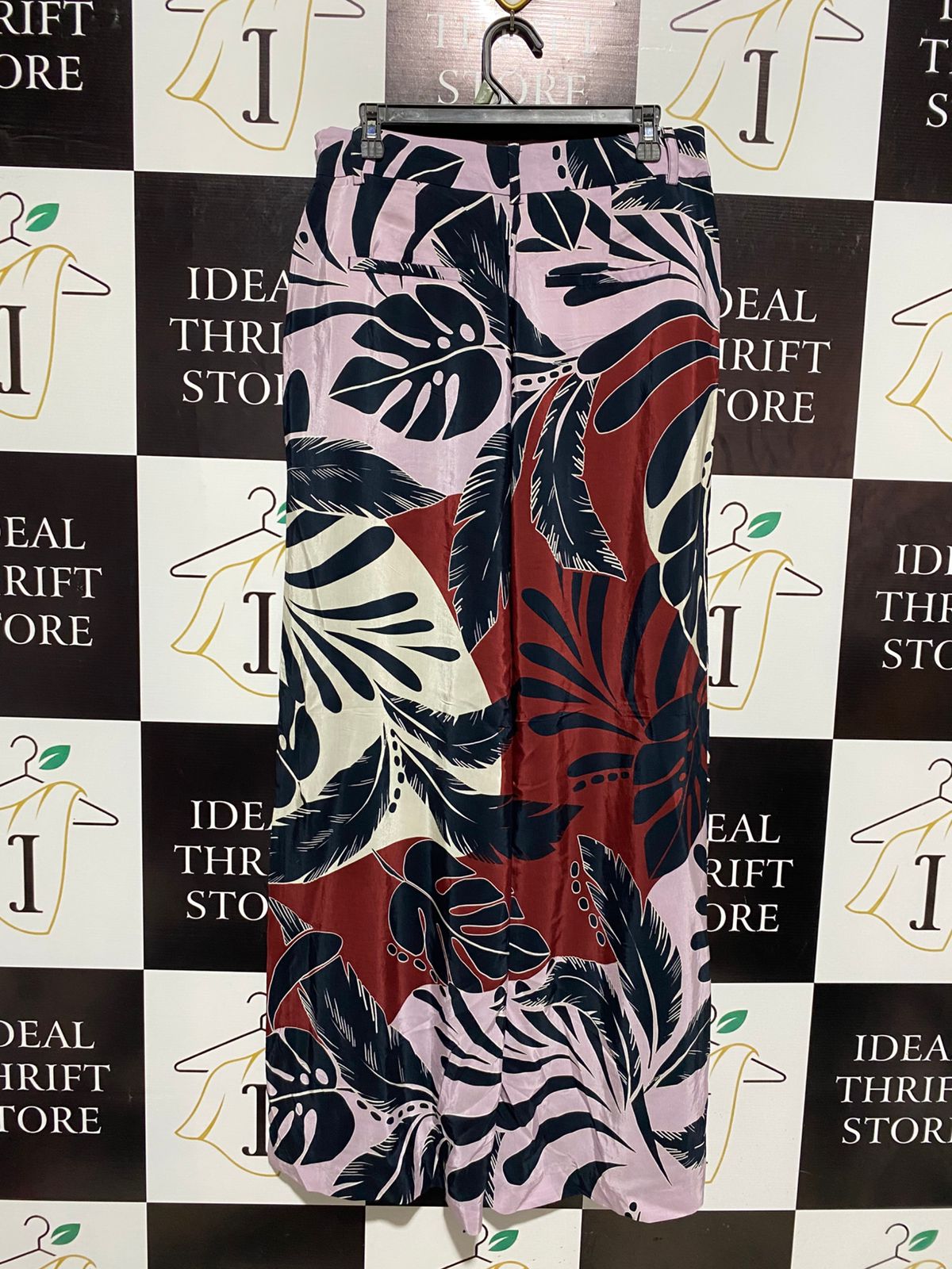 WITCHERY |XL| WAIST 32| TROPICAL PATTERN WIDE-LEG TROUSERS