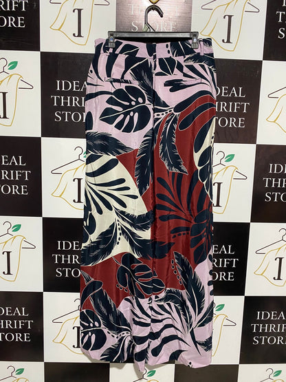 WITCHERY |XL| WAIST 32| TROPICAL PATTERN WIDE-LEG TROUSERS