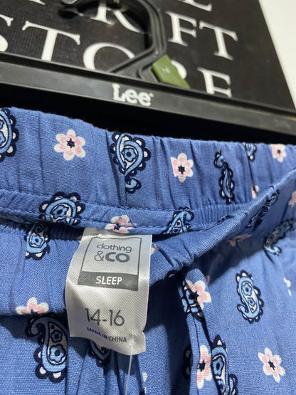 CLOTHING & CO |XL| WAIST 35| BLUE PAISLEY DRAWSTRING LOUNGE PANTS