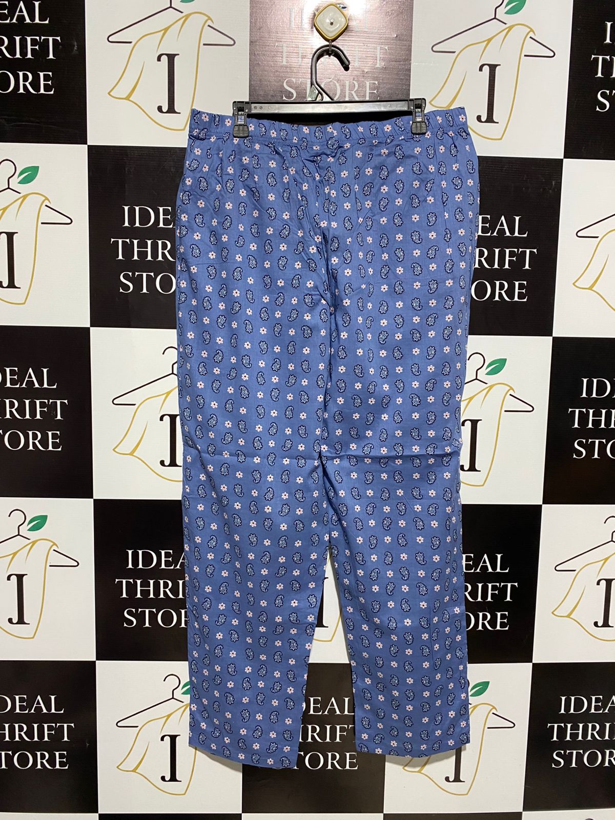 CLOTHING & CO |XL| WAIST 35| BLUE PAISLEY DRAWSTRING LOUNGE PANTS