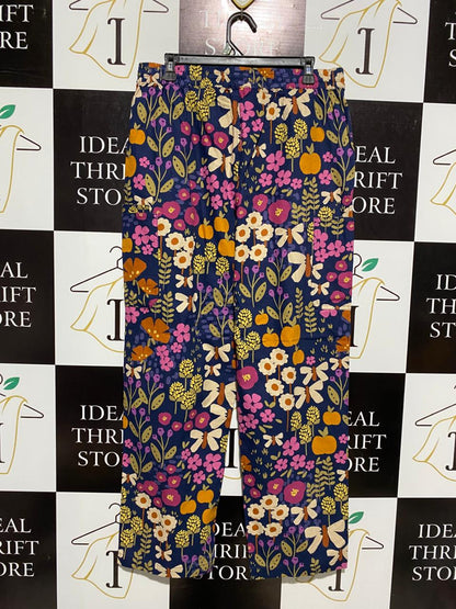 PRINCESS HIGHWAY |L| WAIST 34| NAVY WHIMSICAL FLORAL PATTERNED TROUSERS