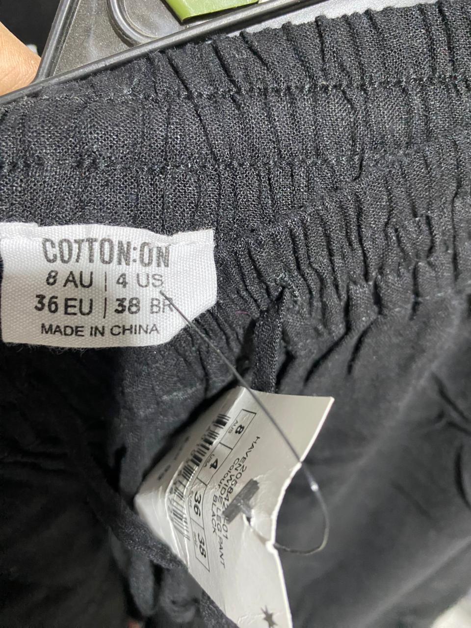 COTTON ON |S| WAIST 24| BLACK WIDE-LEG DRAWSTRING TROUSERS