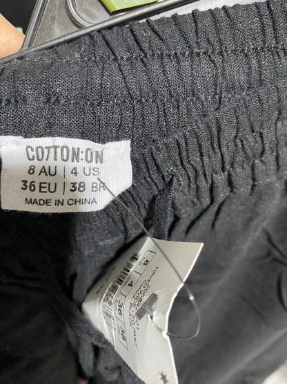 COTTON ON |S| WAIST 24| BLACK WIDE-LEG DRAWSTRING TROUSERS