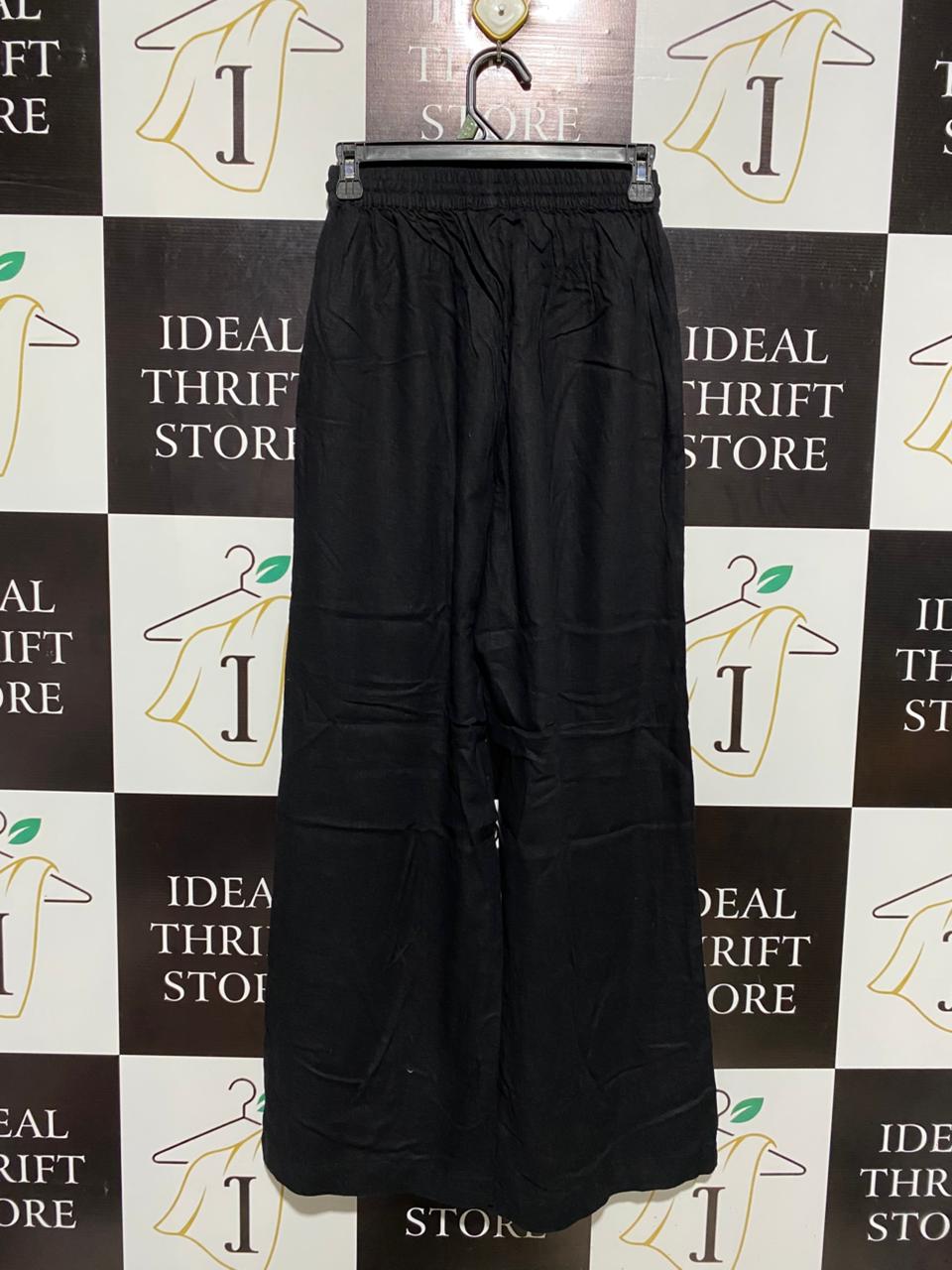 COTTON ON |S| WAIST 24| BLACK WIDE-LEG DRAWSTRING TROUSERS