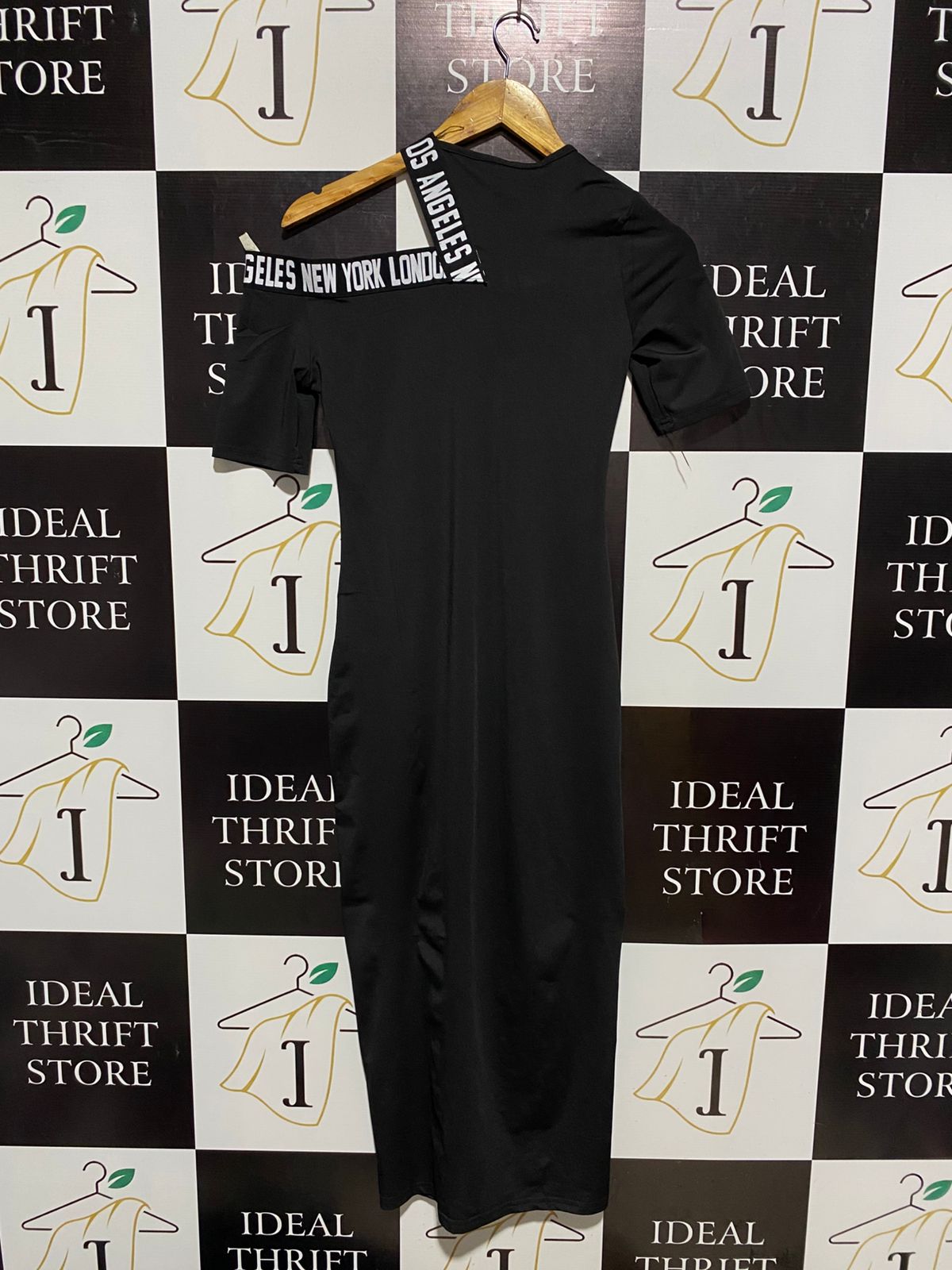 MAI & FUN |L| BUST 15| C5| BLACK CUT-OUT LOGO MAXI DRESS