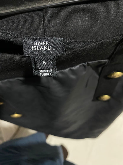 RIVER ISLAND |S| WAIST 26| C6| FAUX-LEATHER MILITARY-STYLE MINI SKIRT