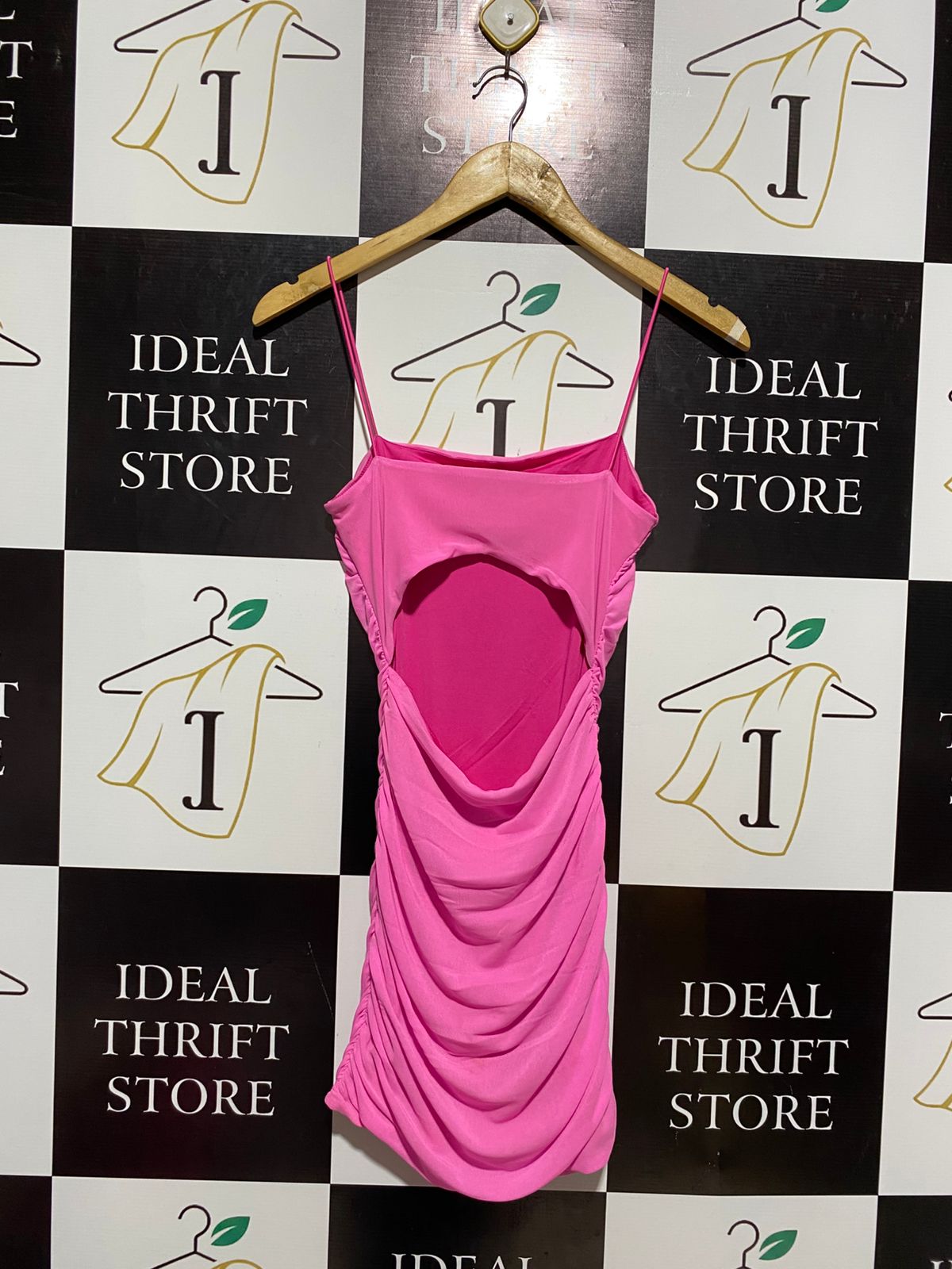 LUVALOT |S| BUST 12| VIBRANT BUBBLEGUM PINK RUCHED BODYCON DRESS