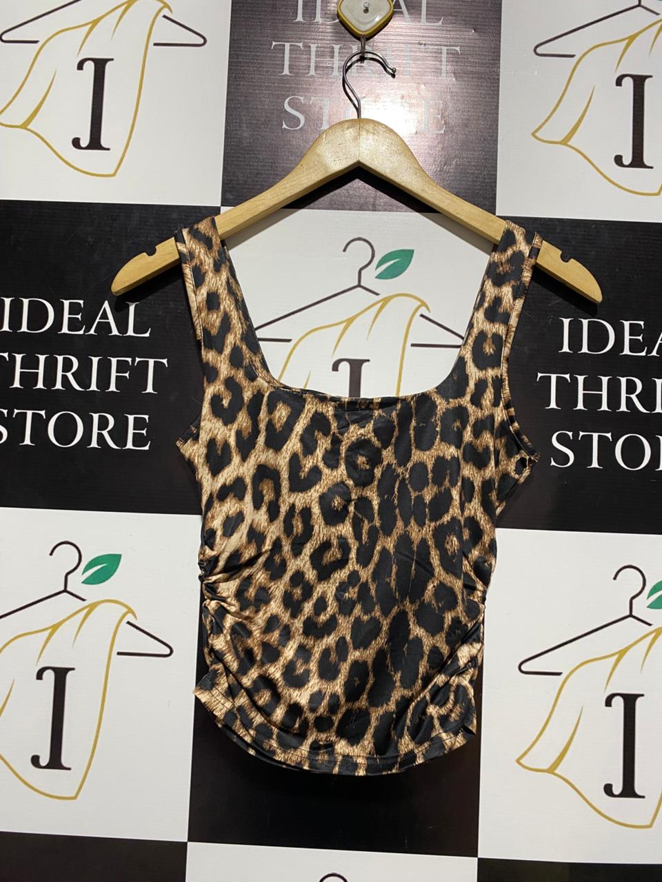 SHEIN |XS| BUST 14|B10| CHIC LEOPARD PRINT RUCHED TANK TOP