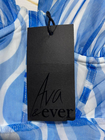 AVA & EVER |S| BUST 13| C3| VIBRANT BLUE AND WHITE WAVE-PRINT DRESS