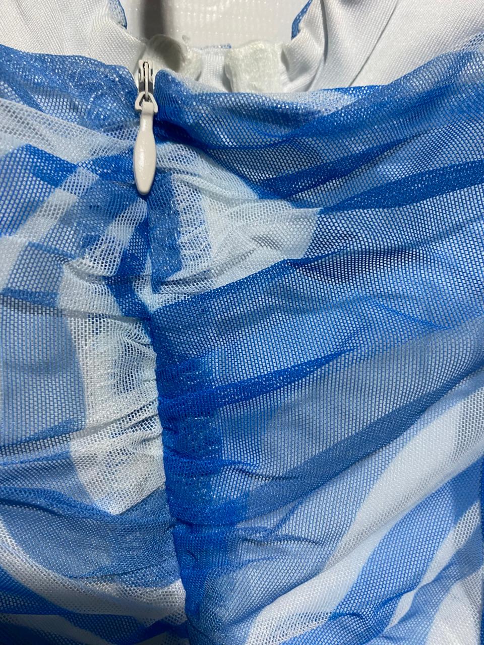 AVA & EVER |S| BUST 13| C3| VIBRANT BLUE AND WHITE WAVE-PRINT DRESS