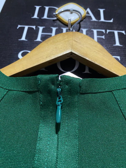 BELLA BARNETT |M| BUST 15| RICH EMERALD GREEN BANDAGE DRESS.