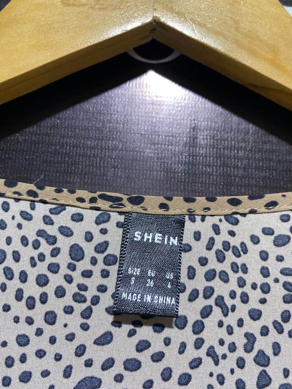 SHEIN |S| BUST 16| C6| EARTHY LEOPARD PRINT WRAP MIDI DRESS