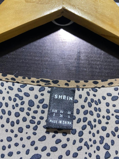 SHEIN |S| BUST 16| C6| EARTHY LEOPARD PRINT WRAP MIDI DRESS