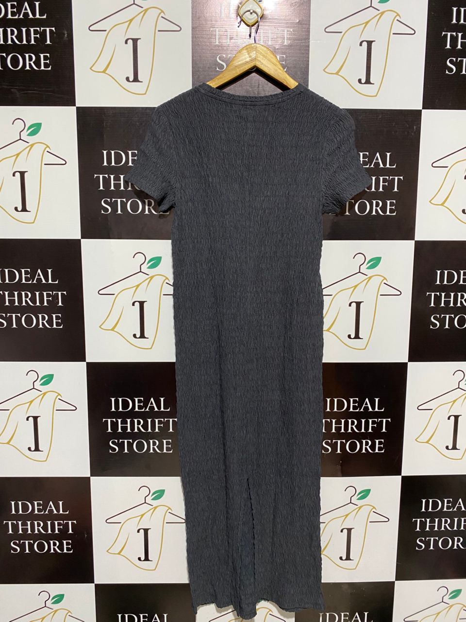 PRIMARK |S| BUST 15| MIDNIGHT TEXTURED RIBBED MIDI DRESS