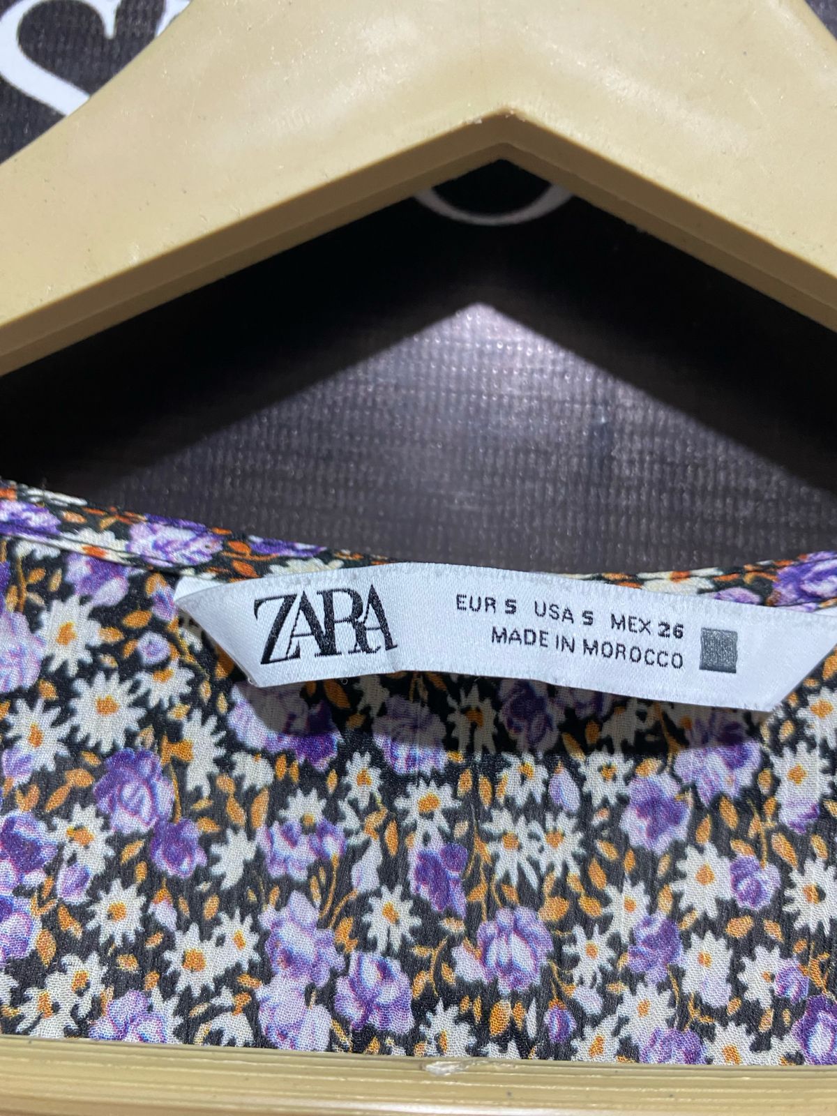 ZARA |S| BUST 16| C3| VINTAGE GRAPE FLORAL RUCHED MINI DRESS