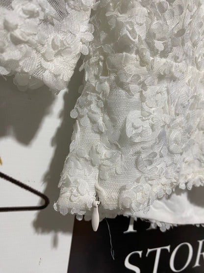 NEW LOOK |S| BUST 14|B12| IVORY CHANTILLY LACE PEPLUM TOP