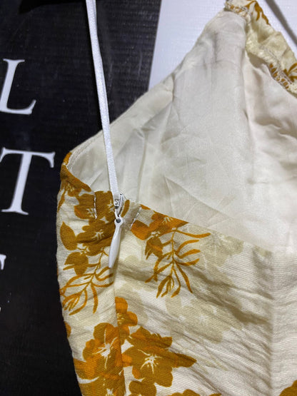 GOLDEN FLORA STRAPPY MAXI DRESS |S| BUST 14|