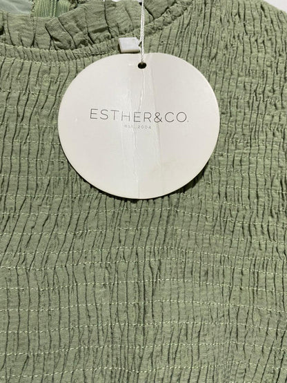 ESTHER &CO |S| BUST 15| SAGE SMOCKED BOHEMIAN MINI DRESS