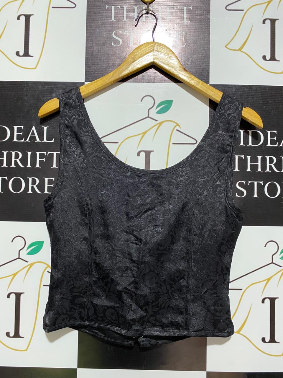 BLACK FRIDAY |M| BUST 16| MIDNIGHT DAMASK LACE-UP CORSET TOP