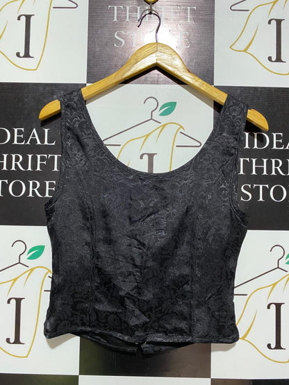 BLACK FRIDAY |M| BUST 16| MIDNIGHT DAMASK LACE-UP CORSET TOP