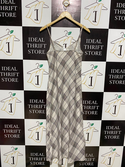 ANKO |M| BUST 16| CREAM AND CHARCOAL CHECKERED SLIP DRESS