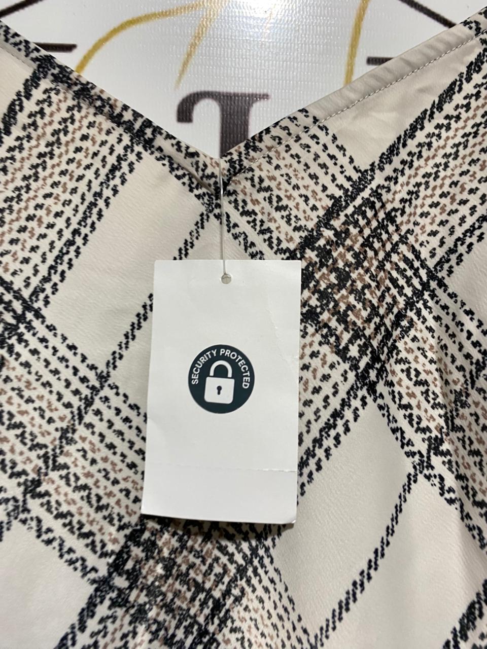 ANKO |M| BUST 16| CREAM AND CHARCOAL CHECKERED SLIP DRESS
