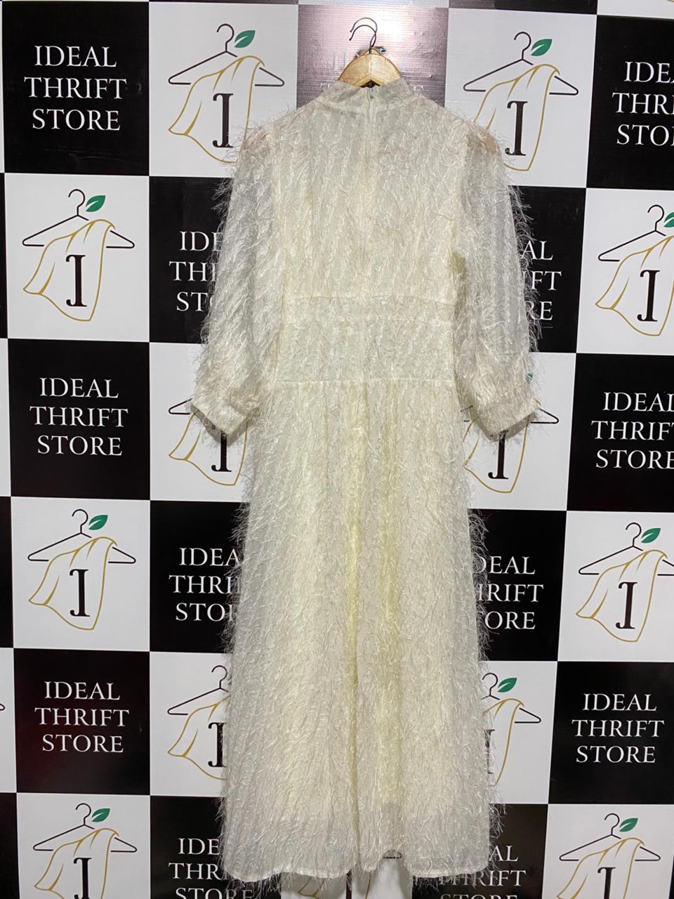 CELESTIAL FEATHER-TEXTURED MIDI DRESS |M| BUST 16|