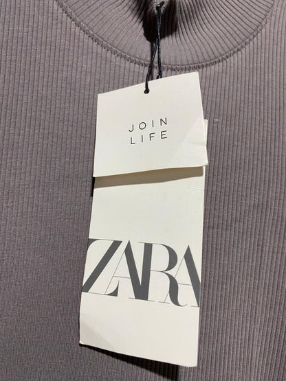ZARA |S| BUST 14| MUSHROOM TAUPE MOCK-NECK MIDI DRESS
