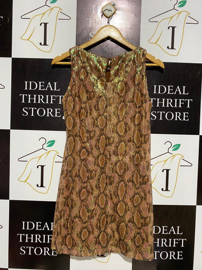 OTTO MODE |S| BUST 16| AMBER PYTHON SEQUIN SHIFT DRESS