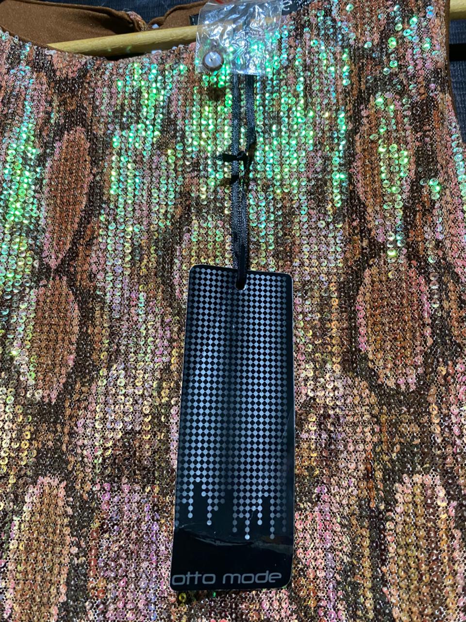 OTTO MODE |S| BUST 16| AMBER PYTHON SEQUIN SHIFT DRESS