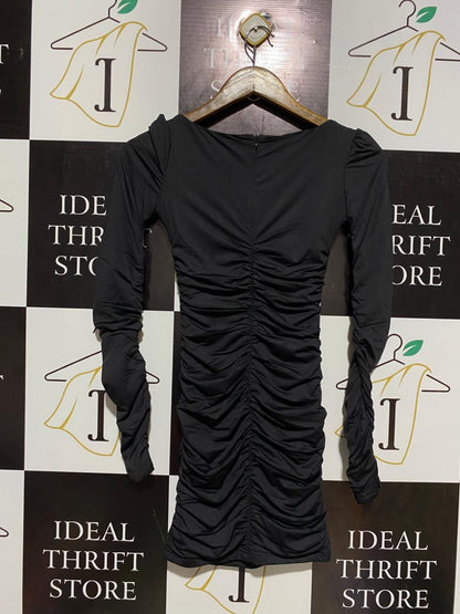 BABY BOO |S| BUST 13| NOIR RUCHED BODYCON MINI DRESS