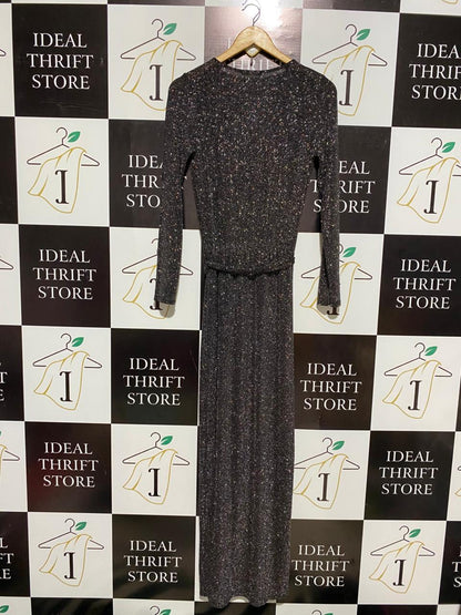 QUIZ |S| BUST 15| STARDUST GLIMMER WRAP MAXI DRESS ENCHANTING CHARCOAL WRAP