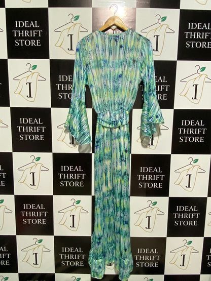 TROIS KA |M| BUST 16| C3|  VIBRANT TEAL AND LIME TIE-DYE MAXI DRESS