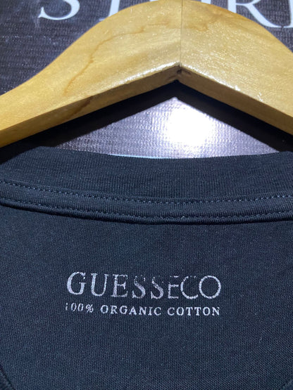 GUESSECO |M| BUST 17| C1| Printed Black Cotton T-Shirt,