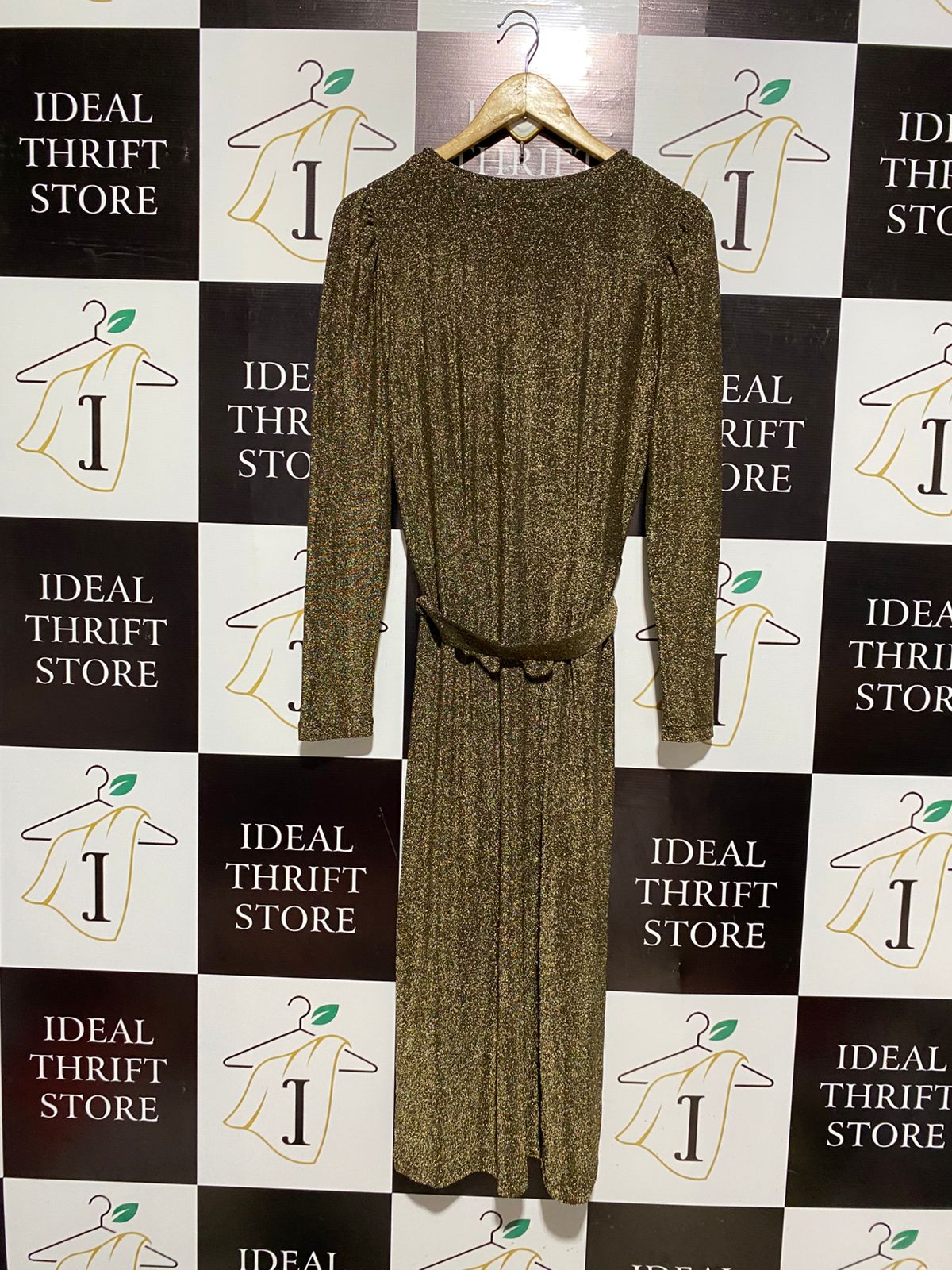 M&S COLLECTION |M| BUST 17| BRONZE GLIMMER WRAP MIDI DRESS