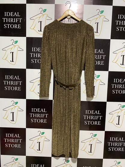 M&S COLLECTION |M| BUST 17| BRONZE GLIMMER WRAP MIDI DRESS