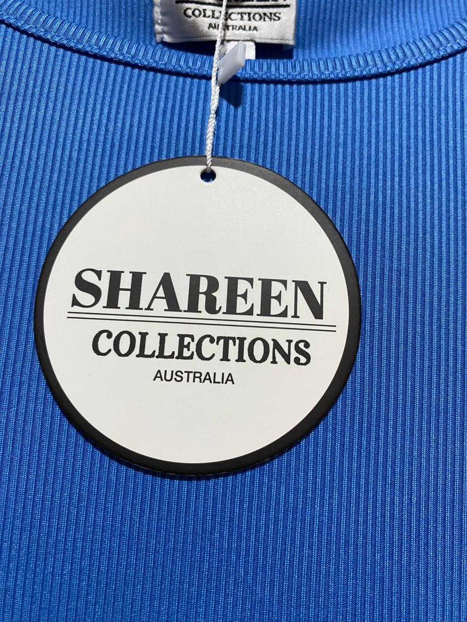 SHAREEN |S| BUST 14| BLUE WAIST CUT-OUT RIBBED MINI BODYCON DRESS