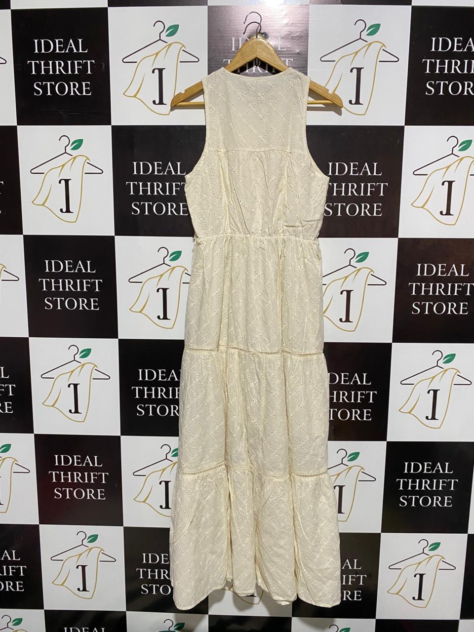 LITTLE LIES |M| BUST 17| IVORY EMBROIDERED TIERED MAXI DRESS