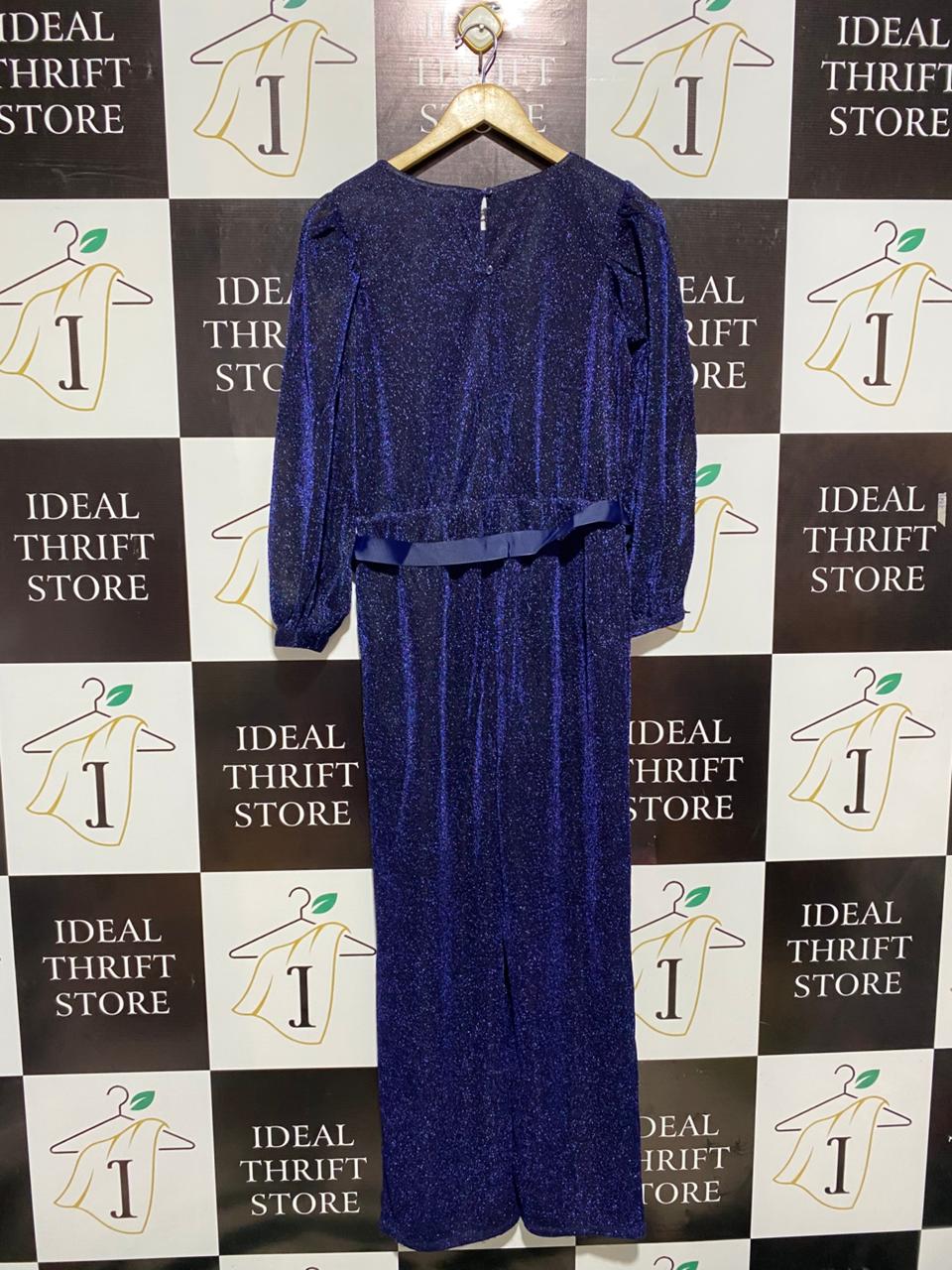 MONSOON |S| BUST 17| ERIN SPARKLE LONG SLEEVE BLUE JUMPSUIT