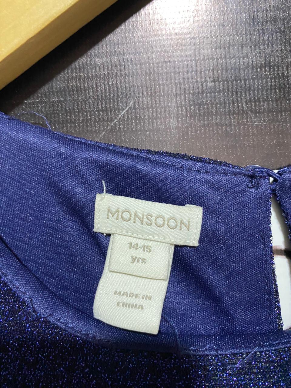 MONSOON |S| BUST 17| ERIN SPARKLE LONG SLEEVE BLUE JUMPSUIT