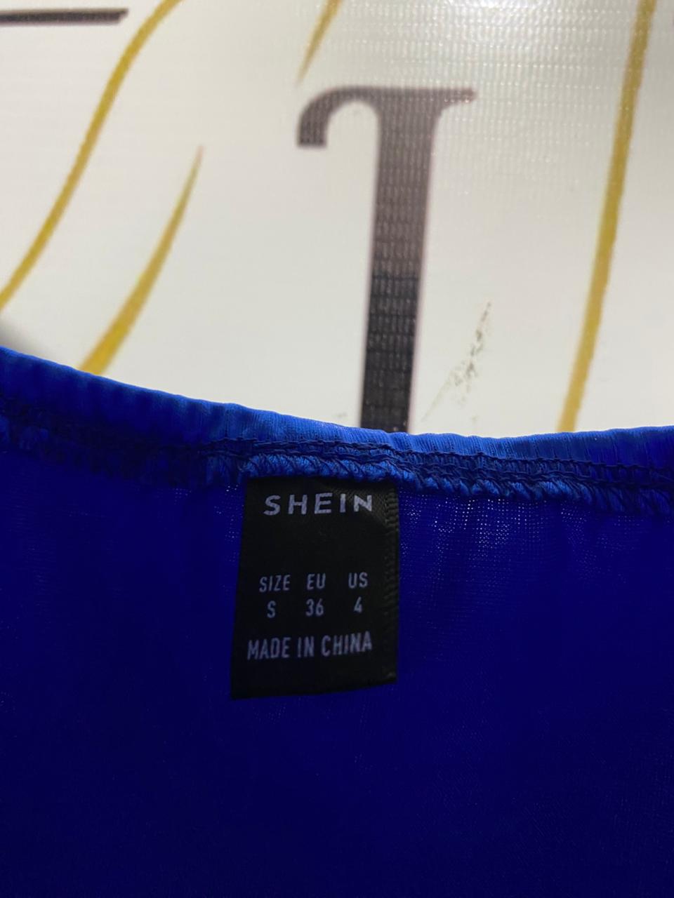 SHEIN |S| BUST 14| ROYAL BLUE SATIN CORSET CROP TOP