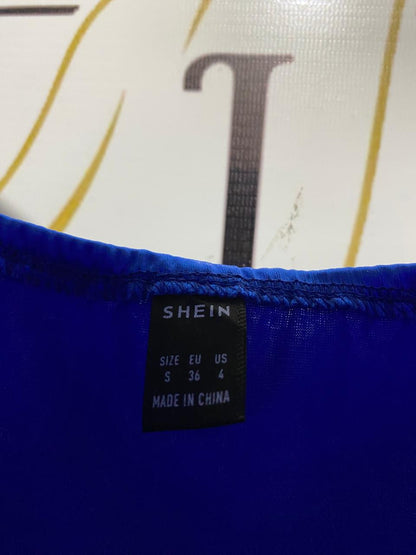 SHEIN |S| BUST 14| ROYAL BLUE SATIN CORSET CROP TOP