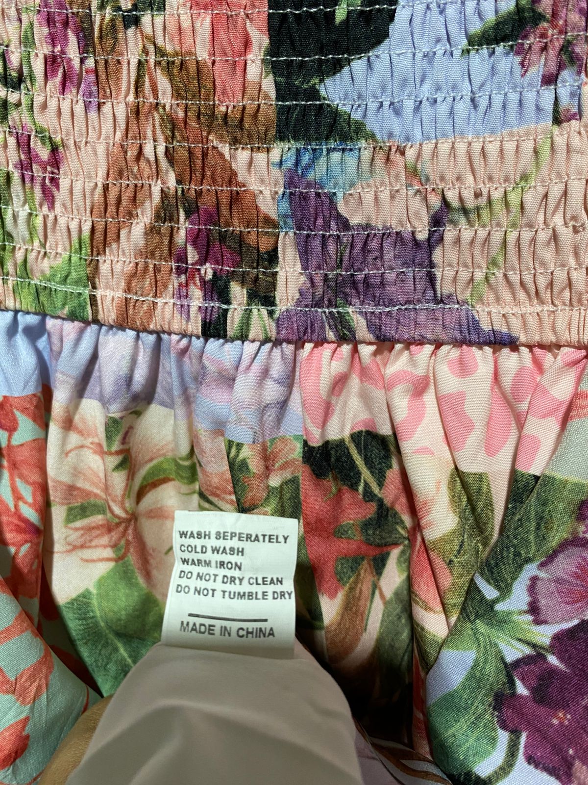 PASTEL MULTI-FLORAL PATCHWORK MAXI DRESS WITH SMOCKED BODICE |S| BUST 14|